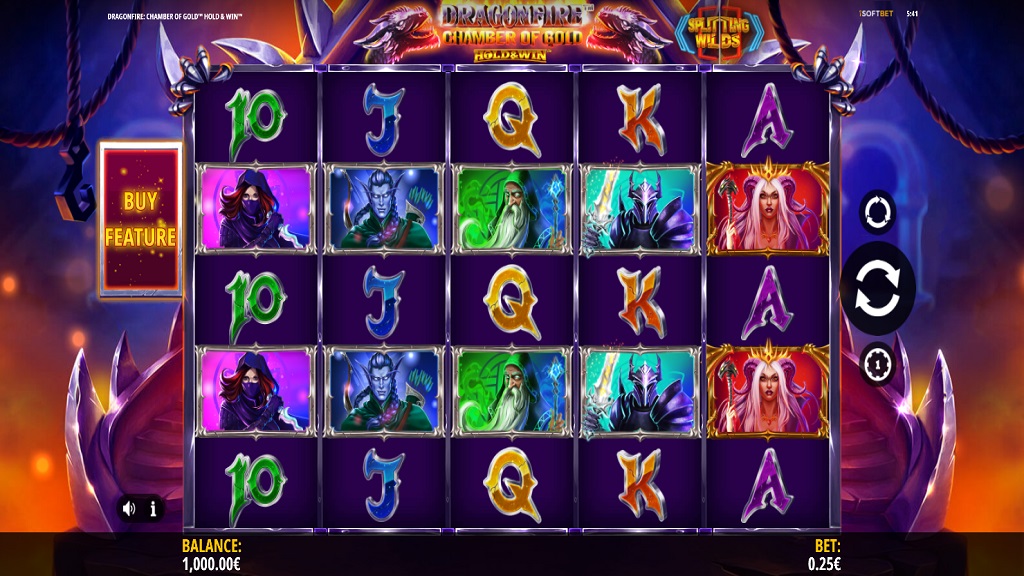 Screenshot of Dragonfire Chamber of Gold slot from iSoftBet