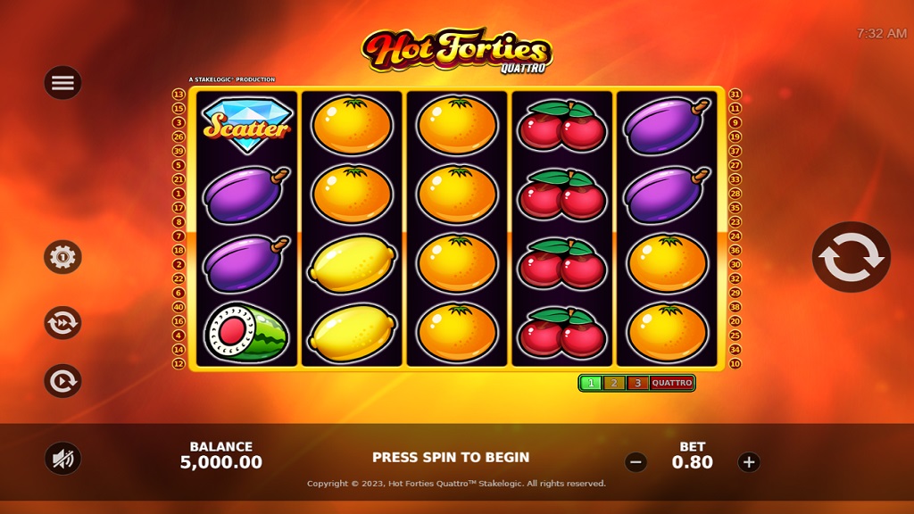 Screenshot of Hot Forties Quattro slot from StakeLogic